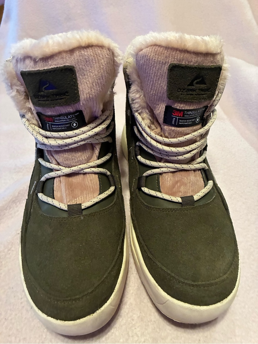 Ozark Trail Women’s Winter Boots Size 10 Olive Green Faux Fur 3M Thinsulate